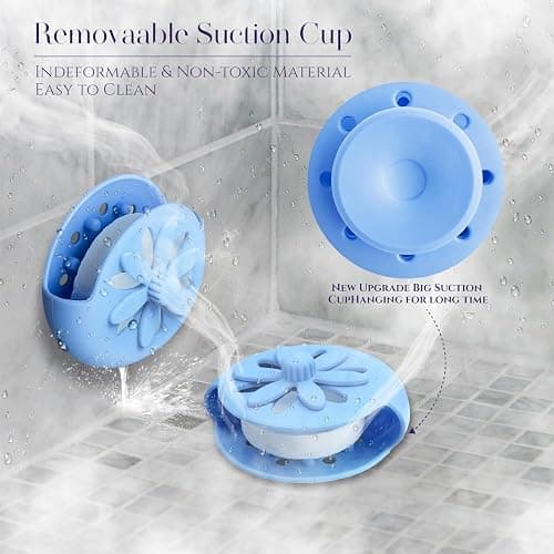 Shower Steamers Tray Blue, Shower Steamer Holder with Big Suction Cup | Long Lasting Bath Bombs Shower Accessories, Aromatherapy Diffuser Containers for Bathroom Bedroom Car Yoga Decor thumbnail 3