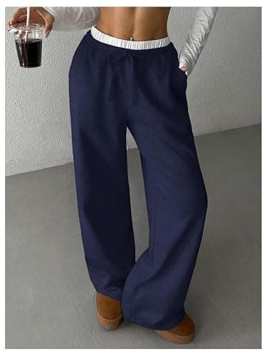 QJQ Girls Wide Leg Elastic High Waisted Pants Baggy Track Pants Sweatpants Trousers Casual Streetwear Ages 8-12 thumbnail 3