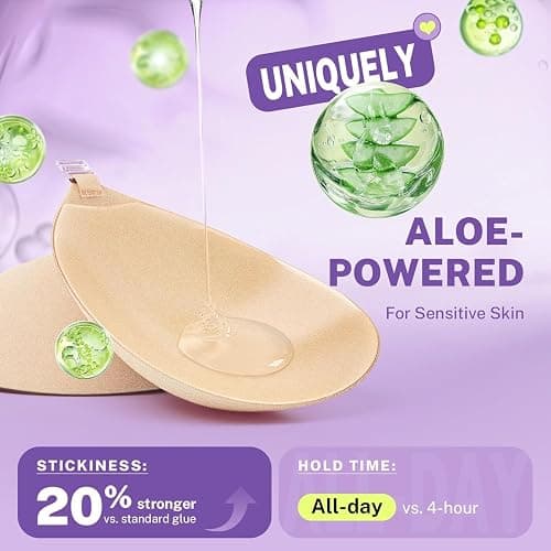 Invisible Strapless Sticky Bra Push up for Women, Ultra Adhesive Bra for Backless Dress, Cleavage Bra Lift Novelty Bras (B Cup, Light Beige) thumbnail 4