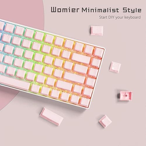 Womier Keycaps, Crystal Jelly Keycaps 60 65 75 100 Percent, Side Printed Key caps Custom113 Keys, OEM Profile for 61/68/84/87/98/100 Cherry Gateron MX Mechanical, Pink - Pink thumbnail 5