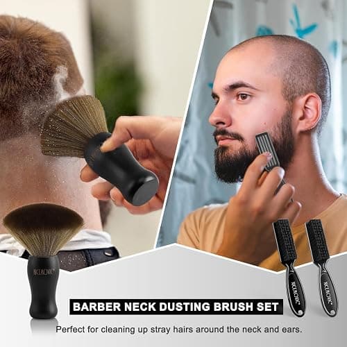 NICEMOVIC 3 IN 1 Barber Neck Duster Brush Set, Professional Barber Accessories Cleaning Supplies, Duster Nylon Brush Hair Cutting Styling Brush Tool (Black) thumbnail 4