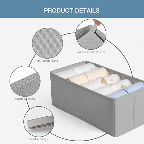 Criusia Drawer Organizer Clothes, 10 Pack Dresser Organizer for Baby Clothes, Underwear, Sock- Foldable Closet Organization and Storage Dividers Bins for Nursery, Bedroom (Grey) thumbnail 5