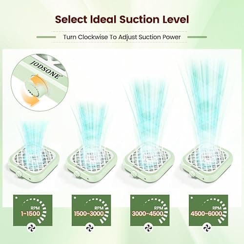JODSONE 6000RPM Mini Nail Dust Collector Powerful Suction Portable PocketSized Nail Salon with 30 Filters Green thumbnail 6