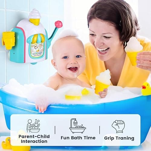 Bath Toys, Bubble Ice Cream Bath Machine Toy with Snap Buttons Not Fall, Bathtub Toys for Toddlers 1-3, Bubble Machine Toys Age 3 4 5 Year Old Girls Boys Holiday Birthday Shower Gifts thumbnail 4