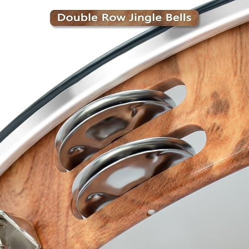MUSCELL Tambourine for Adults,Hand Held Plastic Tambourines Drum Double Row Metal Jingles Musical Instrument-10" thumbnail 5