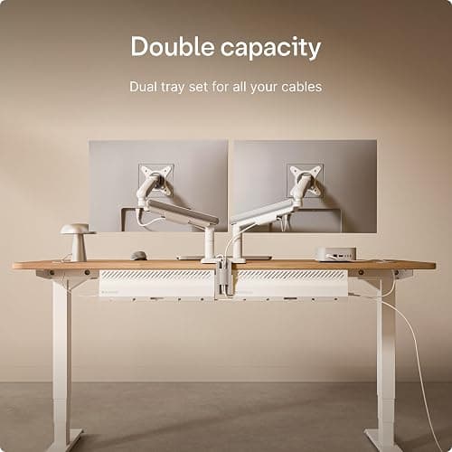 Desktronic Cable Duct Desk White Set of 2 - Stainless Steel Cable Management Desk Cable Duct with 5 Cable Cut-Outs - Easy to Install Cable Organiser - Cable Holder thumbnail 4