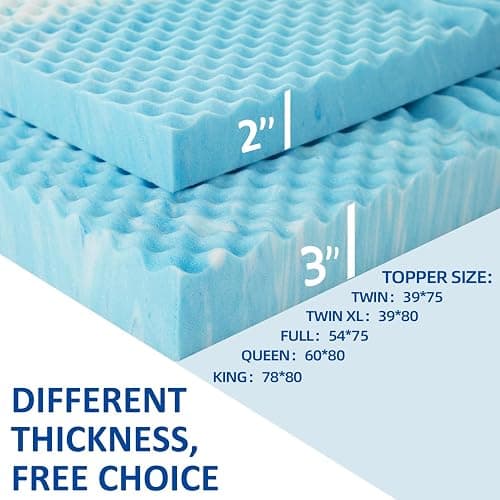 SINWEEK 5-Zone Memory Foam Mattress Topper, 2 Inch Twin, Blue thumbnail 7