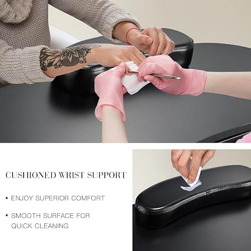 Joligrace Manicure Table Nail Tech Desk Professional Foldable Portable Desk | Nail Technician Workstation 4 Lockable Wheels with Drawer Client Wrist Pad Free Carrying Bag Travel Nail Tech Spa Table Black thumbnail 8