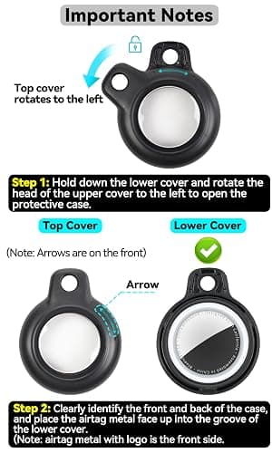 Wowwat Compatiable with Apple AirTags Holder, Waterproof for AirTags Holder Keychain, Anti-Scratch & Shock Air TagHolder Case,Men's Women's Keyrings & Keychains, Cover for Dog,Car Key,Luggage -Black thumbnail 2