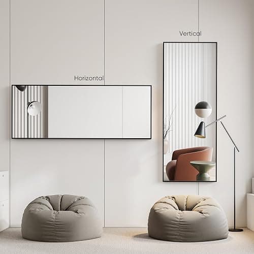 OLIXIS Full Length Mirror 71.1"x25.5" for Bedroom, Full Body Mirror with Stand, Hanging or Leaning for Wall, Aluminum Alloy Thin Frame Floor Standing for Living Room, Long, Deep Black thumbnail 3