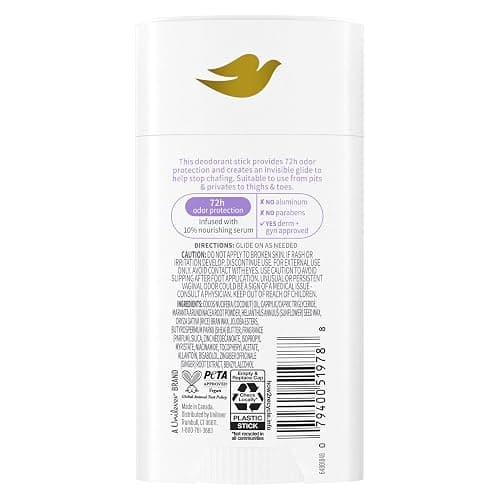 Dove Whole Body Deo Aluminum Free Anti-Chafe Deodorant Stick Coconut & Vanilla for 72h Odor Control 2.6 Oz thumbnail 2