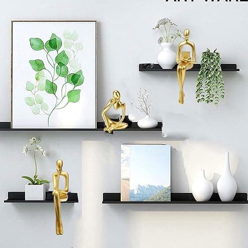 Prettidecor Gold Home Decor Thinker Statue Accents, Set of 3 Thinker Sculptures Office Decor Modern Abstract Resin Decoration on Shelf Table Desk for Living Room Office Bedroom (Large Gold) thumbnail 7