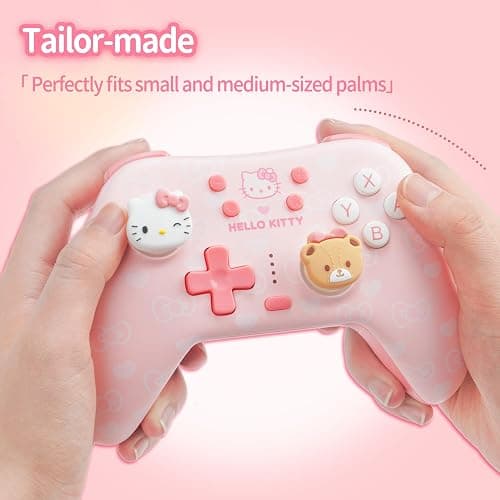 Kuitmor Pink Switch Controller,Hello Kitty Hall Effect Controllers Wireless for Switch 2/1/OLED/Lite,PC,Android,iOS | 2.4G Receiver + Bluetooth,1000mAh Battery,6-Axis Gyro,Dual Vibration,RGB Breathing Light thumbnail 6