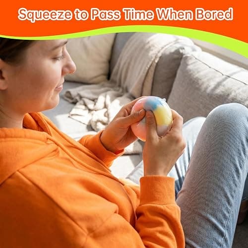 4 Pack Wax Cracking Squishy Stress Balls, Crunchy Crackable ASMR Fidget Sensory Toys, Dreamy Swirl Colors, 2.75 Inch, Fun for Anxiety Relief thumbnail 7