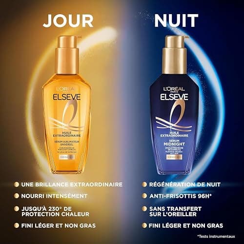 L'Oréal Paris Elseve Huile Extraordinaire Routine Nutrition Jour Nuit | 6 huiles fleurs rares, Huile camélia, Protection friction oreiller, Sans rinçage non grasse thumbnail 6