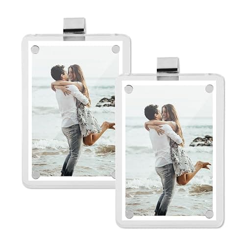 Tinoaly 2pcs Car Sun Visor Photo Holders, Acrylic Magnetic Design Photo Car Visor Clip Car Sun Picture Frame Car Photo Display Accessories for Most Car Visors(Transparent) - Image 1