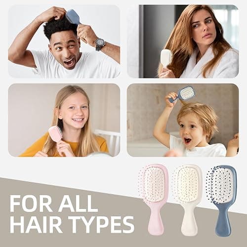 Jurrissa Mini Hair Bursh for Women Men and Kids, Protable Travel Size Hair Brush for Pockets Purses, Mini Detangler Brush for All Hair Types, Small Paddle Brush for Detangling (White) thumbnail 7