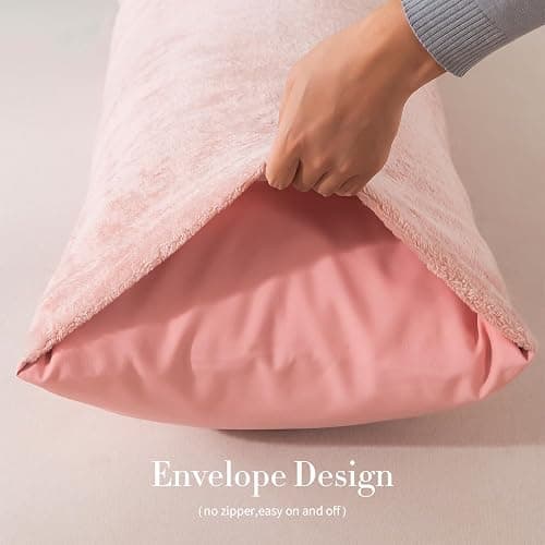WhatsBedding Memory Foam Body Pillow with Plush Fuzzy Cover, Full Body Pillow for Adults, Long Pillow for Sleeping, Soft Pillow Fluffy Supportive thumbnail 3
