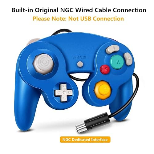 FIOTOK Gamecube Controller, Classic Wired Controller for Wii Nintendo Gamecube (Blue & Red-2Pack) thumbnail 2