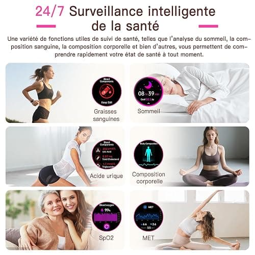 Lgnitek 2026 Montre Connectée Femme avec ECG+HRV/IMC, 1,43" AMOLED Smartwatch avec Fonction Féminine, 24H Τе𝐧ѕіо𝐧 Αrтérіеllе/Fréquence Cardiaque/SpO2/Sommeil Monitor, IP68 Étanche pour Android iOS thumbnail 4