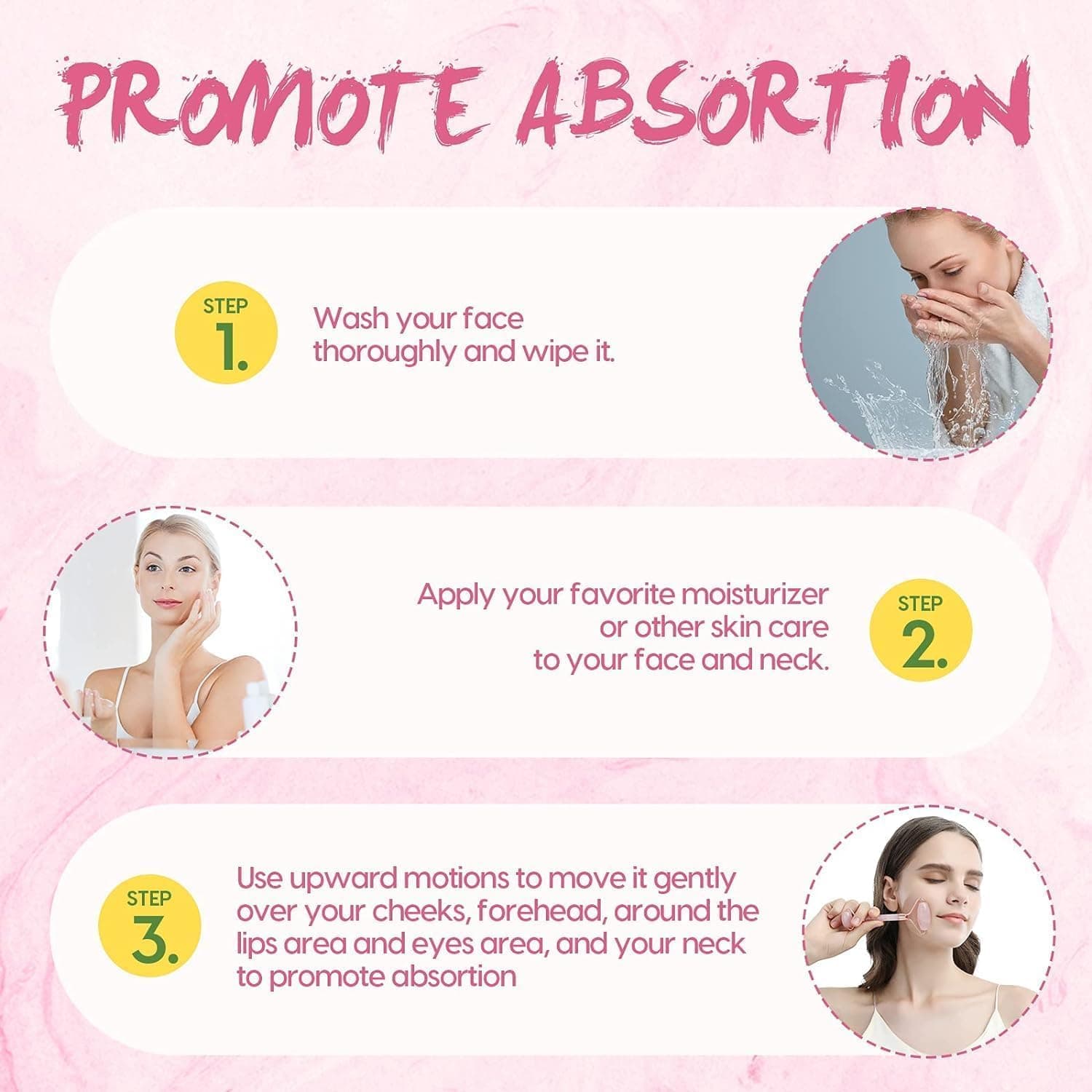 LGLAU Jade Roller and Gua Sha Stone Massage Tool Set, Natural Rose Quartz Jade Face Roller Stone for Skin Care Anti Aging, De-Puffing, Detoxifying, Brightening, and Refreshes Skin Tool (Pink) thumbnail 7