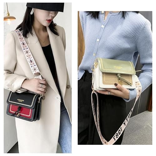 Huwzder Guitar Strap Color-Block Crossbody Bags for Women Cute Designer Handbags Trendy Cross Body Purse Leather Shoulder Bag thumbnail 2