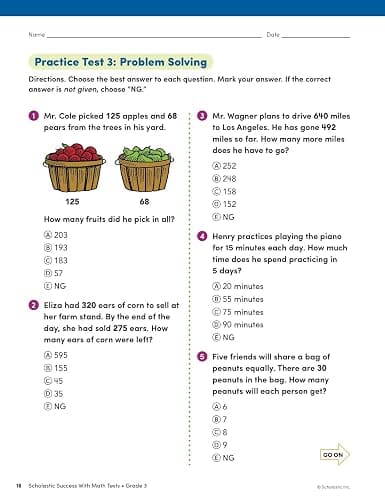 Scholastic Success with Math Tests Grade 3 Workbook thumbnail 7