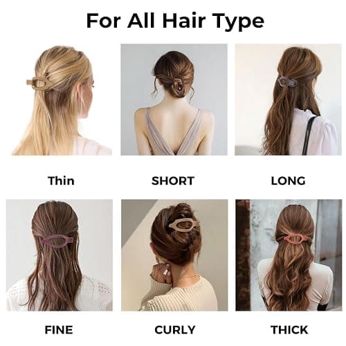 8 Pack Flat Hair Clips for Women,Matte No Crease Flat Claw Clips, Large Strong Hold Barrettes for Thick & Thin Hair, French Duckbill Styling Accessories thumbnail 5