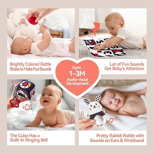 hahaland Juguetes Bebes 0-3 Meses - Blanco y Negro Sensorial Juguetes para Bebes 0 3 6 Meses, Tummy Time Juegos de Estimulación Regalos Bebe 0-6 Meses 30 Piezas Set thumbnail 4
