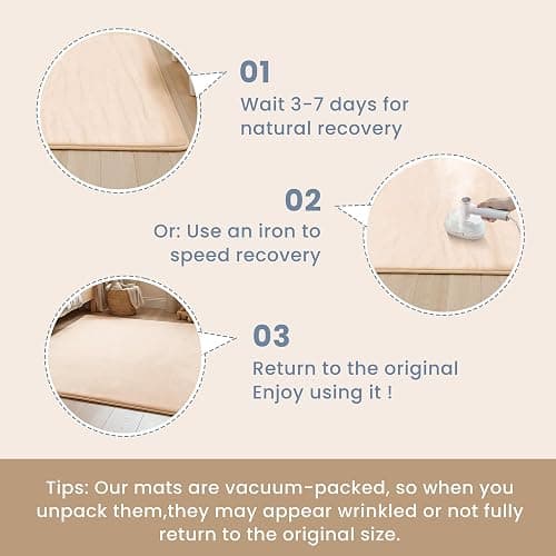 ACOMOPACK 1.3" Thick Baby Play Mat for Floor 59x71"-Large Water-Repellent&Non-Slip Memory Foam Mat for Kids,Toddlers,Soft Velvet Nursery Rug for Tummy Time&Crawling,Yoga,Tatami Style(Blush) thumbnail 8