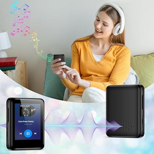MP3 Music Player 32GB with Bluetooth, Portable Mini Music Player with 1.8 inch Screen, Speakers, FM Radio, Recorder, Up to 512GB, Black thumbnail 7