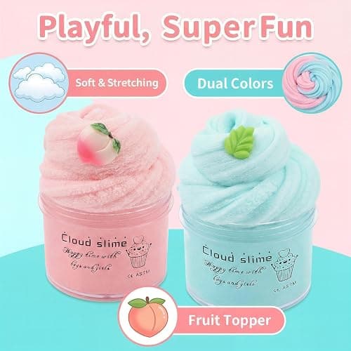 Cloud Slime Kit 2 Pack, Non-Sticky DIY Slime, Stress Relief Toy, ASMR Sensory Toys, Party Favors for Girl Boys 6 7 8 9 10 11 12(2 * 100ML) thumbnail 6
