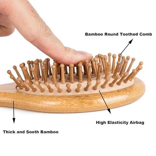 4 PCS Bamboo Hair Brushes Set,Boar Bristle and Detangling Combs,Hair Care Tools with Natural Bristles, Birthday Gift for Family Friend Women Men Mother Hairbrush Kit thumbnail 2