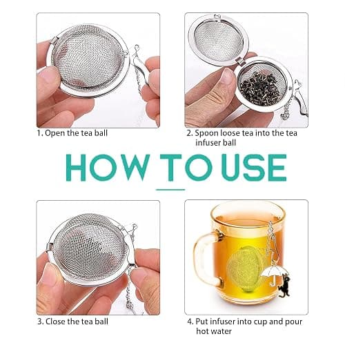 2Pack Tea Infuser with Cute Cat Charm,Premium Stainless Steel Loose Leaf Tea Strainer Tea Steeper Tea Ball Tea Infusers for Loose Tea thumbnail 4
