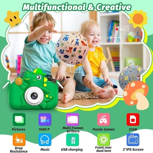 Kids Camera Toy, masterbee Dinosaur Toys Camera for Kid Age 3-12, Christmas/Birthday Gifts for Boys and Girls, 1080P HD Kids Digital Camera, Children Camera Gift for 3 4 5 6 7 8 9 10 11 12 Year Old thumbnail 2