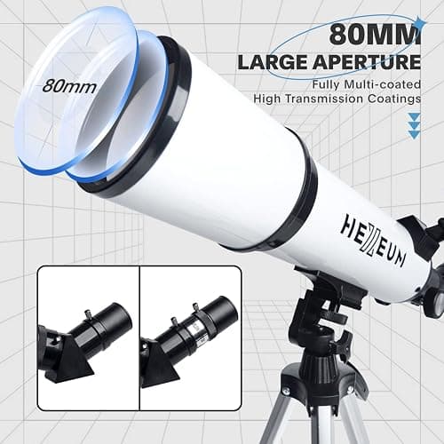 Telescope 80mm Aperture 600mm - Astronomical Portable Refracting Telescope Fully Multi-coated High Transmission Coatings AZ Mount with Tripod Phone Adapter, Wireless Control, Carrying Bag. Easy Set Up thumbnail 2
