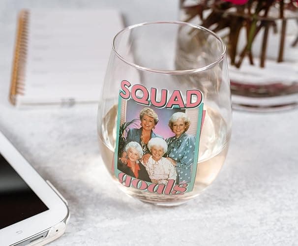 Golden Girls The Squad Goals Stemless Wine Glass | Official TV Show Collectible Drinkware | Novelty Kitchen Gifts, Cocktail Glass For Home Barware | Holds 20 Ounces thumbnail 4