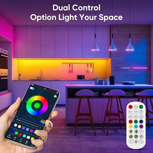 ERBTY Led Lights for Bedroom, IC+RGB 100FT(2 Rolls of 50ft) Strip Lights, 24Key Remote with App Control, Music Sync Color Changing Lights for Room Decor Party thumbnail 3