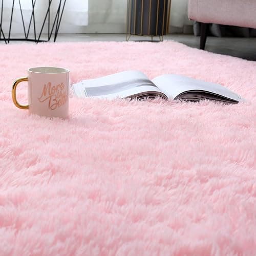 Shag Area Rugs for Bedroom Living Room,4X6 Ultra Soft Fluffy Area Rugs for Dorm, Indoor Carpet Nursery Rugs for Kids Girls Room Home Decor,Pink thumbnail 4