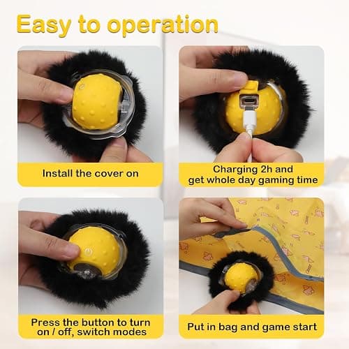 Muhhiba Interactive Cat Toys for Indoor Cats, Electric Cat Ball Fast Rolling in Pouch, Motion Activated Chirping Cat Toy, Hide and Seek Cat Toy with LED Light thumbnail 7