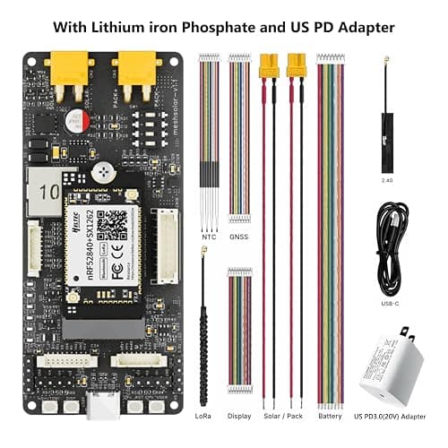 Meshtastic MeshSolar BMS Board BLE/LoRa Connectivity Dev Board Low-Power Devices 18-24V Solar MPPT USB PD3.0 Charging Support 1-4 Cells Configurations (LFP US PD 20V-915MHz) thumbnail 2