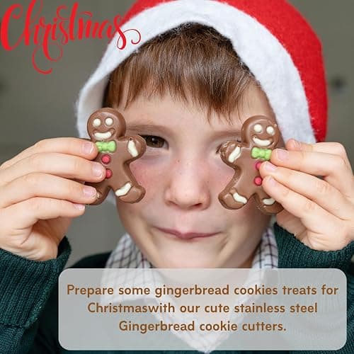 Gingerbread Man Cookie Cutter Set, 5 Pcs Stainless Steel | Classic gingerbread shapes for cookies, fondant, pastries, sandwiches and festive baking projects. thumbnail 4