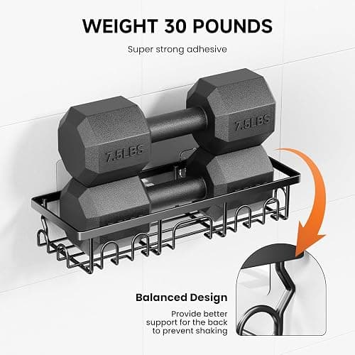 Shower Caddy, 3 Pack Shower Shelves for Inside Bathroom, Rustproof Adhesive Bathroom Organizer with Soap Holder, No Drilling Washroom Organizers and Storage for Bathtub Room/Kitchen/Home, Black thumbnail 5