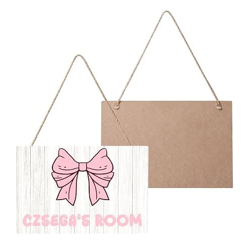 CZSEGA Personalized Pink Bow Name Signs For Room Customized Wooden Door Sign Bedroom Hanging Sign Wall Decor thumbnail 6