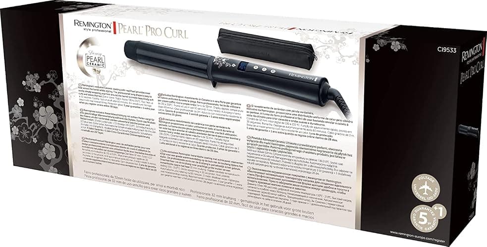 Remington Ferro Arricciacapelli - Per ricci grandi 32 mm- Pearl Digital: Rivestimento in ceramica con vere perle; Display LCD 130-210°C, Guanto termico, onde delicate per capelli forti, CI9533 thumbnail 7