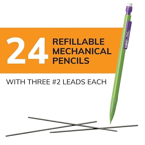 BIC Xtra Strong Mechanical Pencils with Erasers, Thick Point (0.9mm), 24-Count, Mechanical Pencils for School or Office Supplies thumbnail 3
