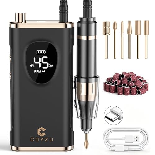COYZU Professional Electric Nail Drill Rechargeable Nail File | for Acrylic & Gel, High Speed 45000RPM, Cordless, Portable Gel Polish Removal E file, Beginner Friendly, for Beauty Lovers - Image 1