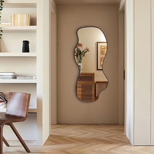 POZINO Irregular Mirror, 47.2"x21.6" Asymmetrical Frameless Mirror, Abstract Wall Mirrors, Modern Odd Shape Mirrors for Living Room Bathroom Bedroom Entryway, Hangs Vertically or Horizontally thumbnail 4