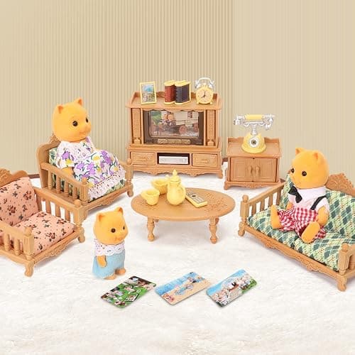 Dollhouse Furniture Set for Kids Toys Miniature Doll House Accessories Pretend Play Toys for Boys Girls & Toddlers Age 3+ with Living Room, Sofa, TV... thumbnail 6
