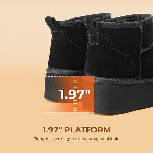 DREAM PAIRS Platform Mini Boots for Women Suede Genuine Leather, Classic Winter Ankle Snow Boots with Memory Foam Insole Lightweight Anti-Slip Outsole FuzzyClassic thumbnail 7